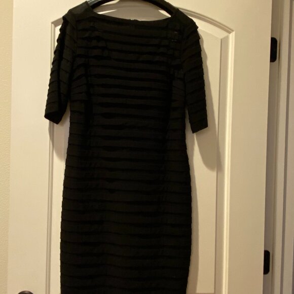 Adrianna Papell Dress. Boat Neck. Elbow Sleeve. Back Zipper. Black. Size 16. NEW - Picture 1 of 13
